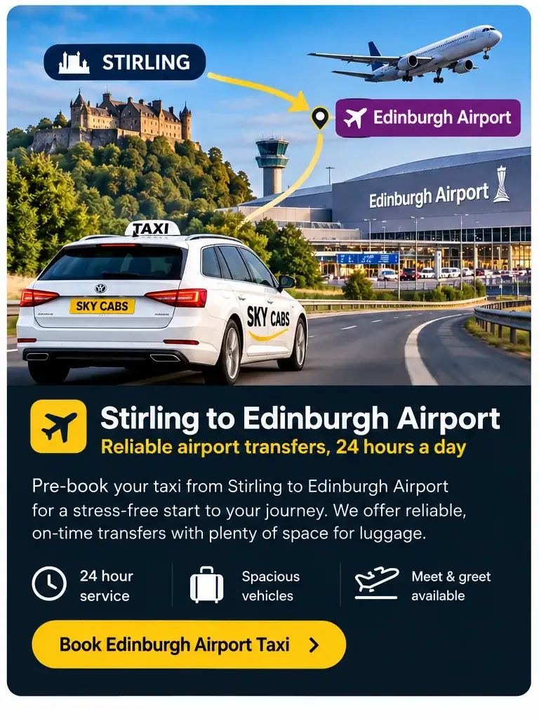 Taxi transfer from Stirling to Edinburgh Airport